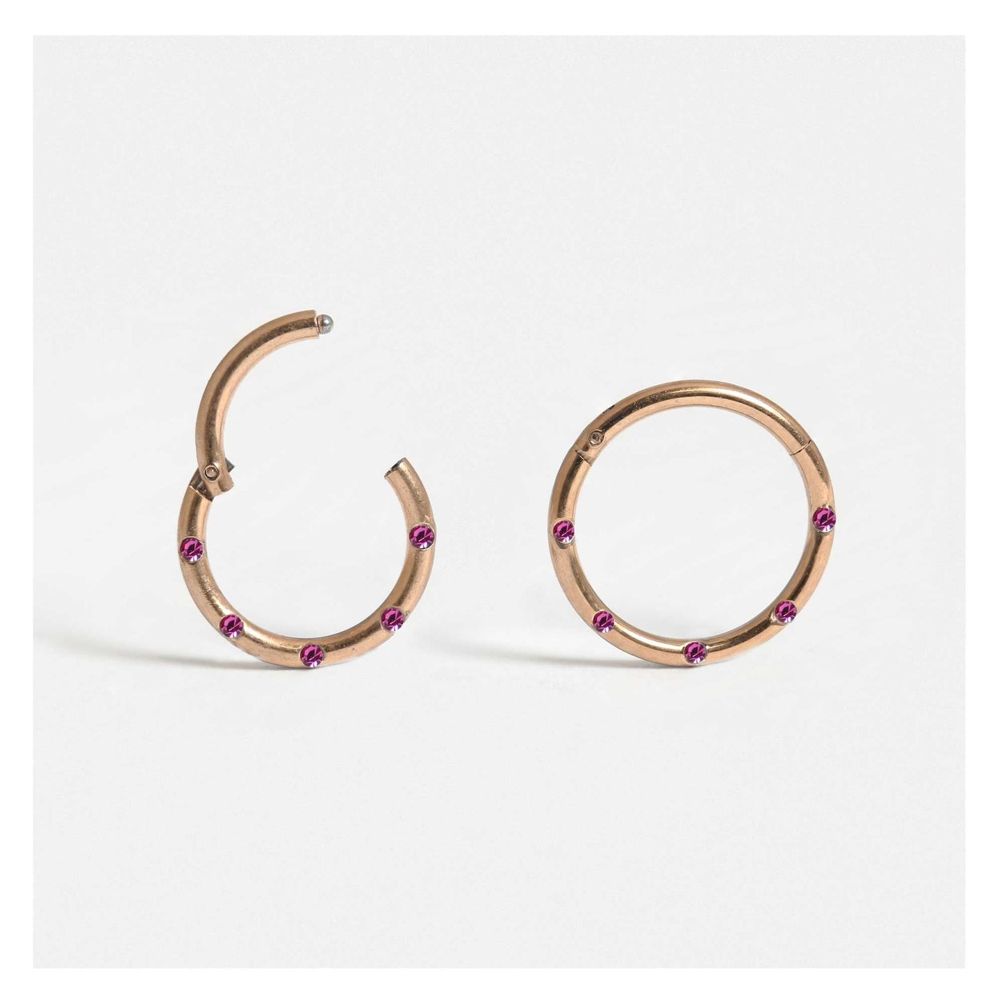 Rose Gold PVD Steel Multi Gem Hinged Segment Ring - 1.2mm