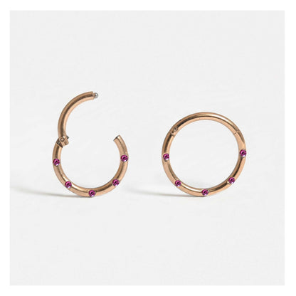 Rose Gold PVD Steel Multi Gem Hinged Segment Ring - 1.2mm