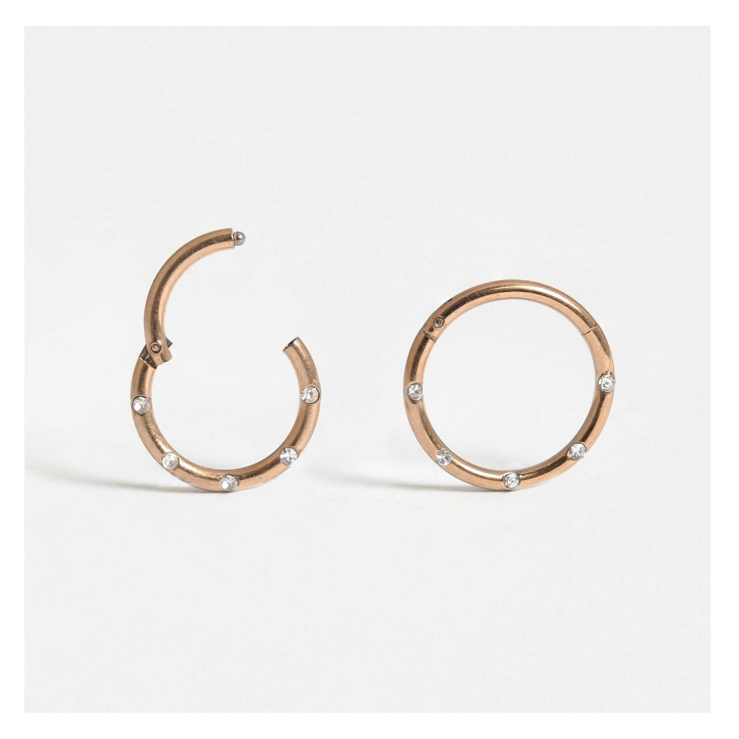 Rose Gold PVD Steel Multi Gem Hinged Segment Ring - 1.2mm