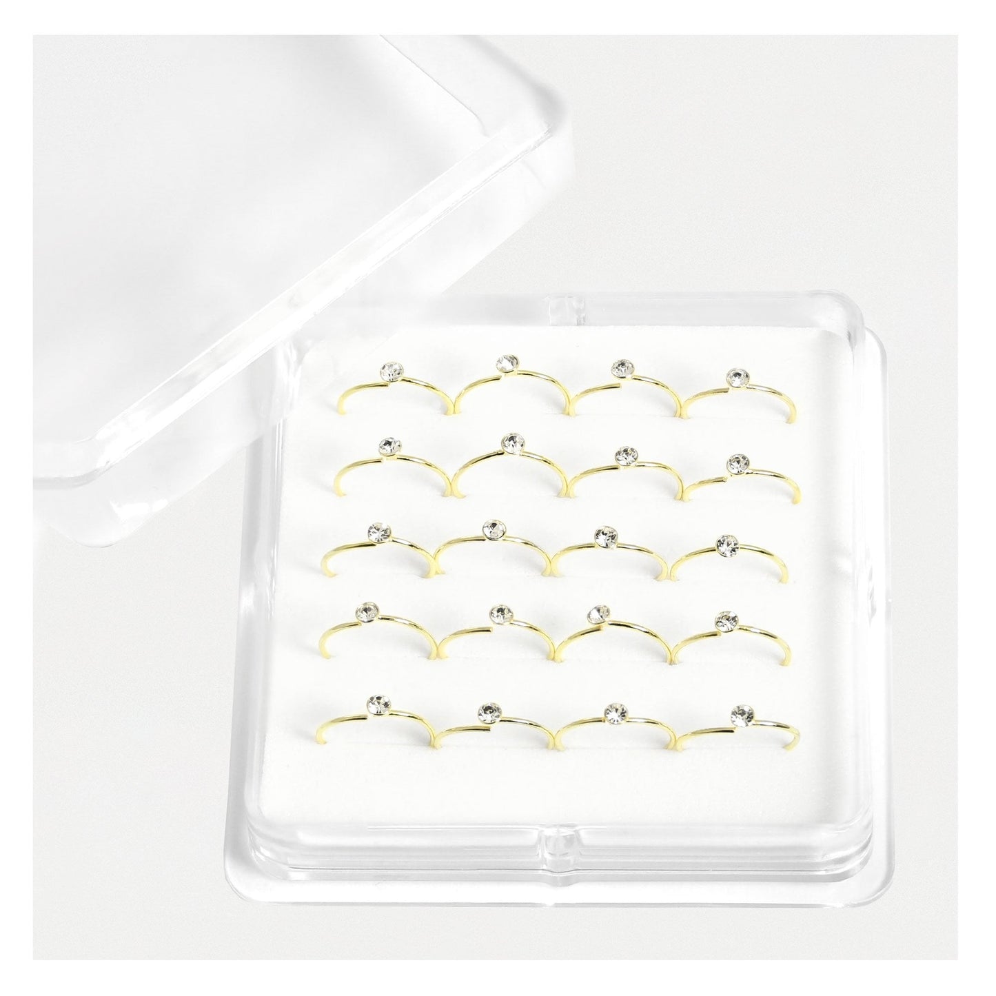 Gold Plated Silver Crystal Gem Diamante Nose Ring - 10mm