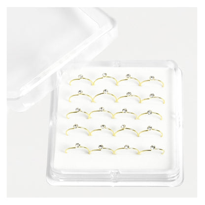 Gold Plated Silver Crystal Gem Diamante Nose Ring - 10mm