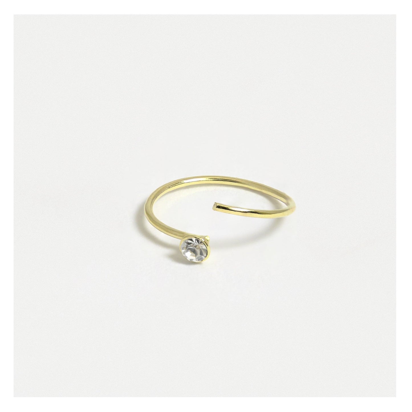 Gold Plated Silver Crystal Gem Diamante Nose Ring - 10mm