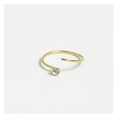 Gold Plated Silver Crystal Gem Diamante Nose Ring - 10mm