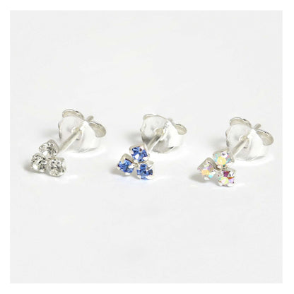 Silver Crystal Cluster Stud Earrings