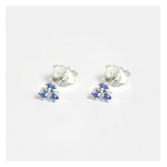 Silver Crystal Cluster Stud Earrings