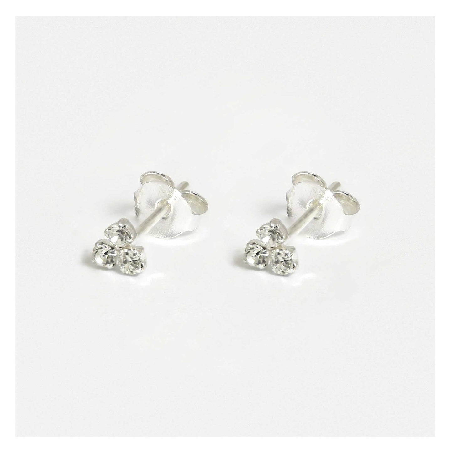Silver Crystal Cluster Stud Earrings