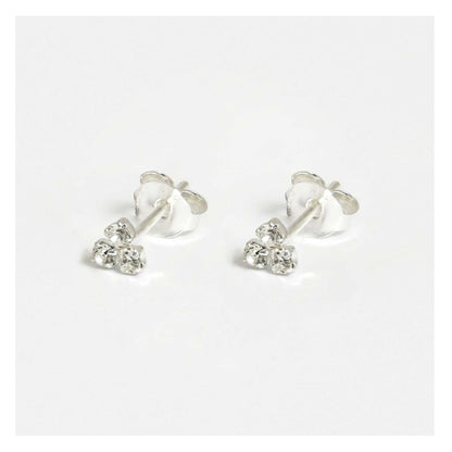 Silver Crystal Cluster Stud Earrings