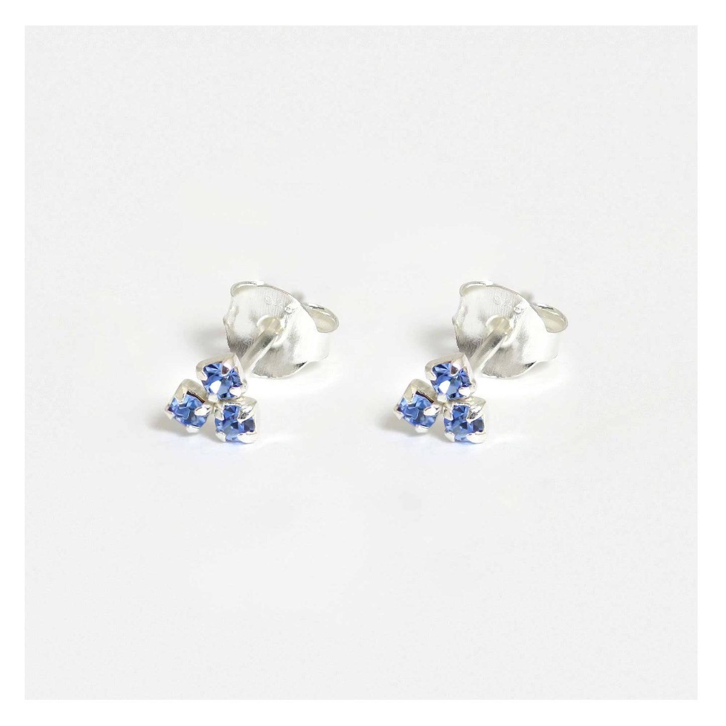 Silver Crystal Cluster Stud Earrings