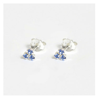 Silver Crystal Cluster Stud Earrings