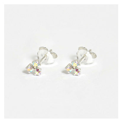 Silver Crystal Cluster Stud Earrings