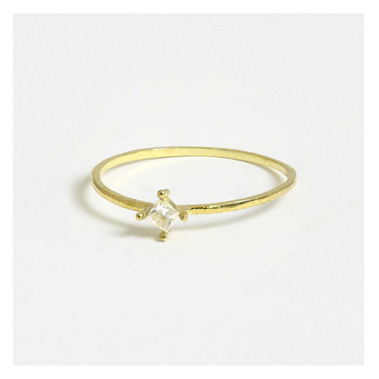 Gold Square Gem Ring
