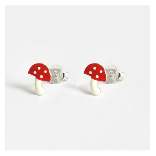 Silver Magic Mushroom Ear Studs