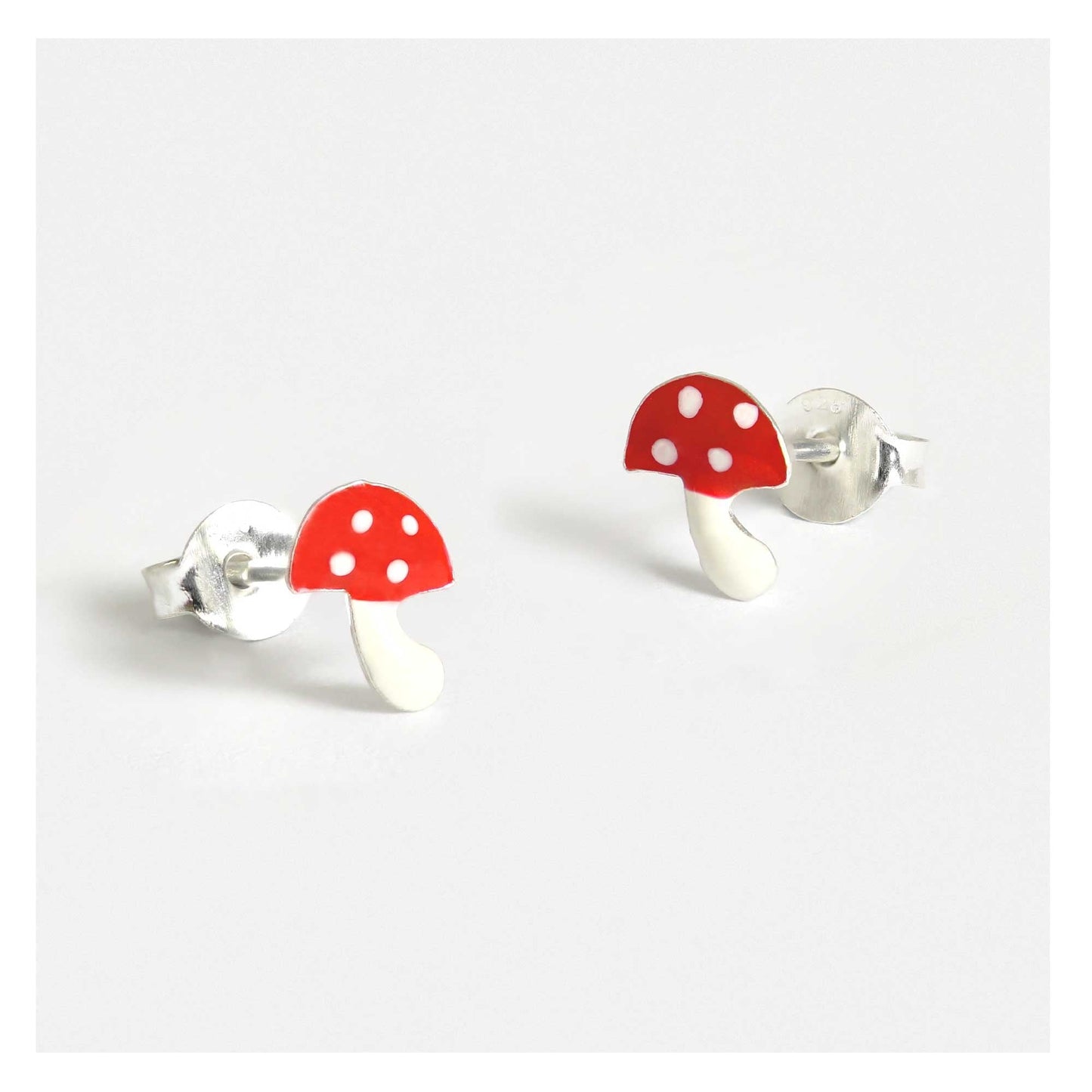 Silver Magic Mushroom Ear Studs