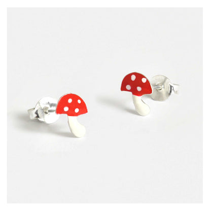 Silver Magic Mushroom Ear Studs