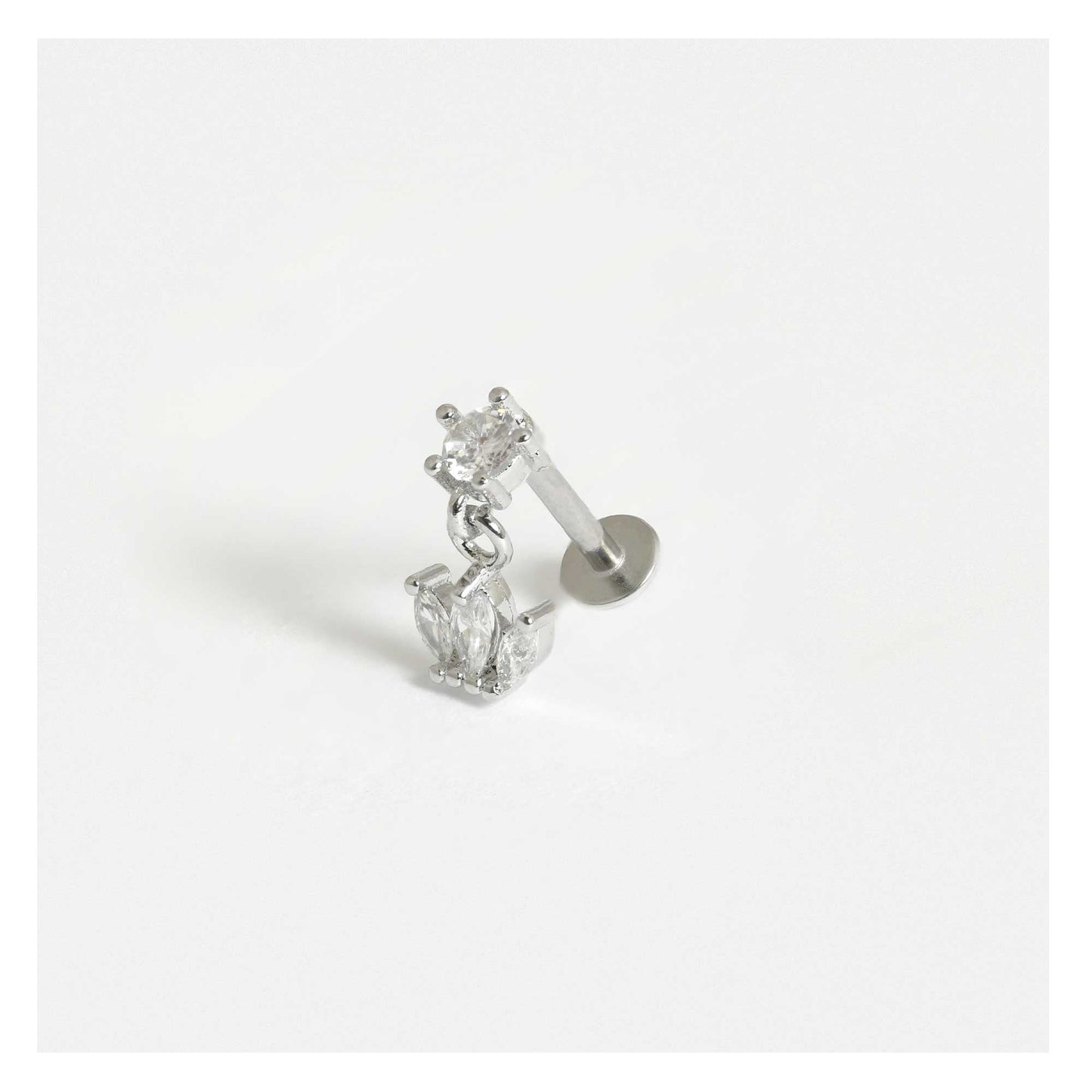 Steel Labret Stud with Crown Charm Dangley