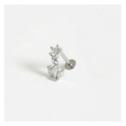 Steel Labret Stud with Crown Charm Dangley