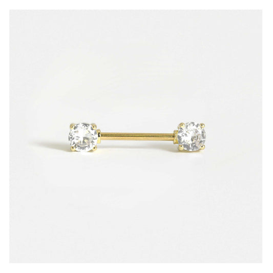 Gold PVD Steel Brillance Jewel Nipple Barbell