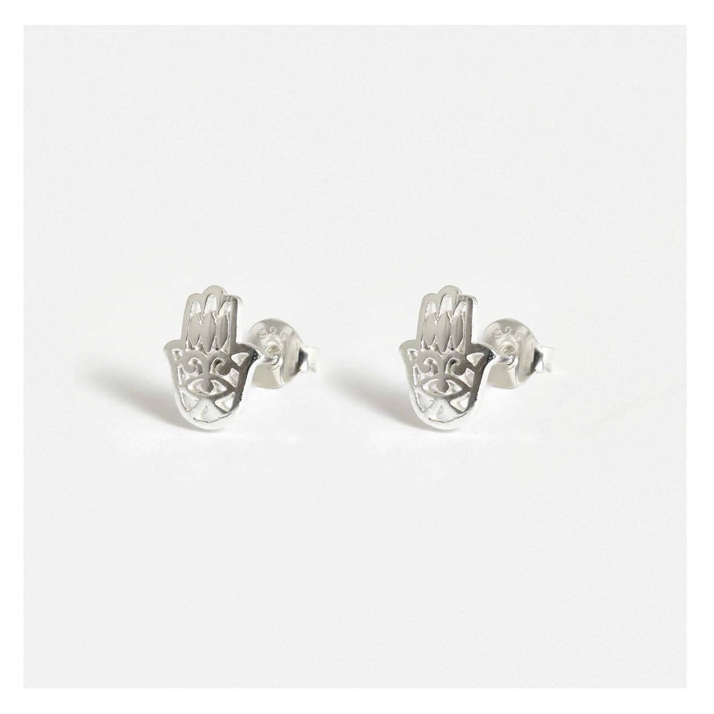 Silver Hamsa Hand Ear Studs