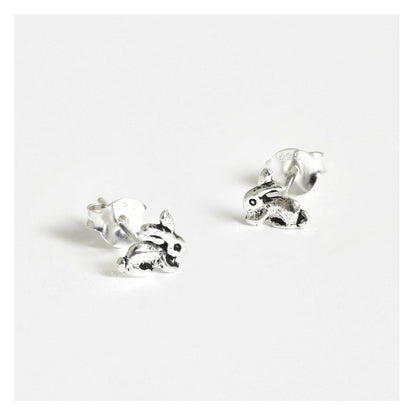 Silver Cute Bunny Ear Studs