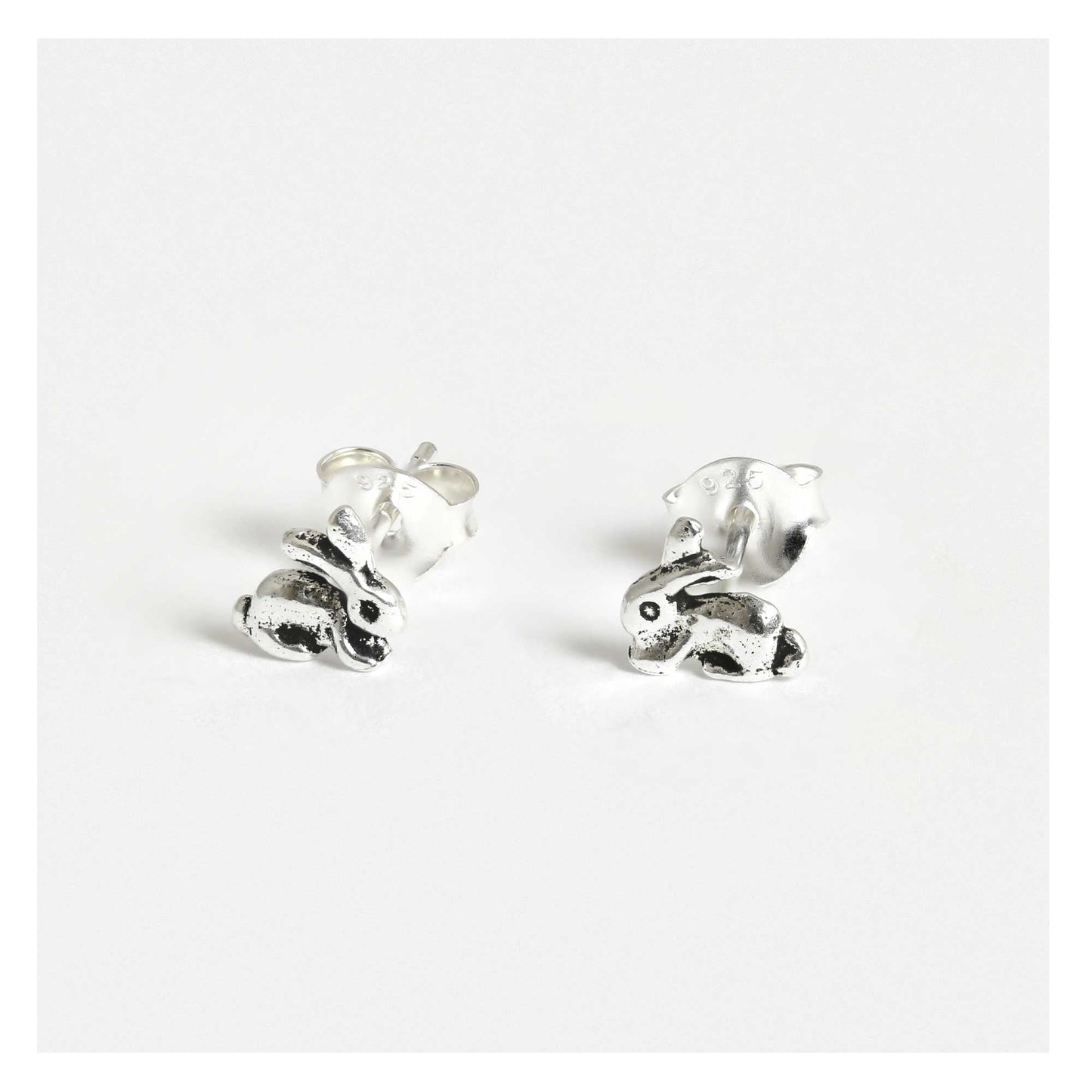 Silver Cute Bunny Ear Studs
