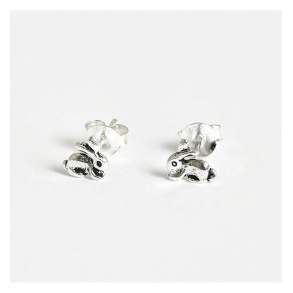Silver Cute Bunny Ear Studs