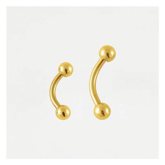 Gold PVD Titanium Curved Barbell / Eyebrow Bar - 1.2mm
