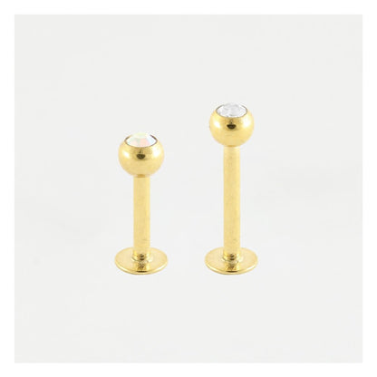 Gold PVD Titanium Clear Jewelled Labret - 1.2mm