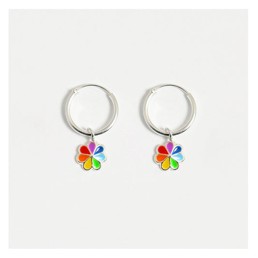 Silver Rainbow Flower Hoops - 12mm