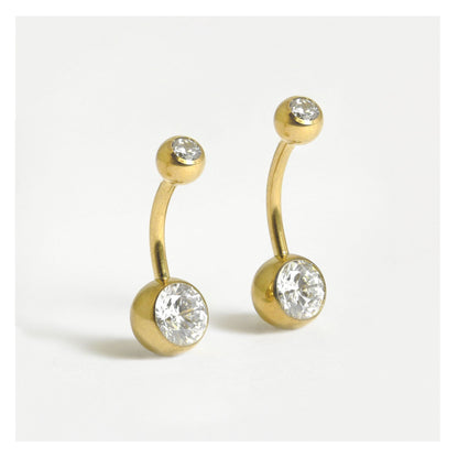 Gold PVD Titanium Double Jewelled Navel Bar