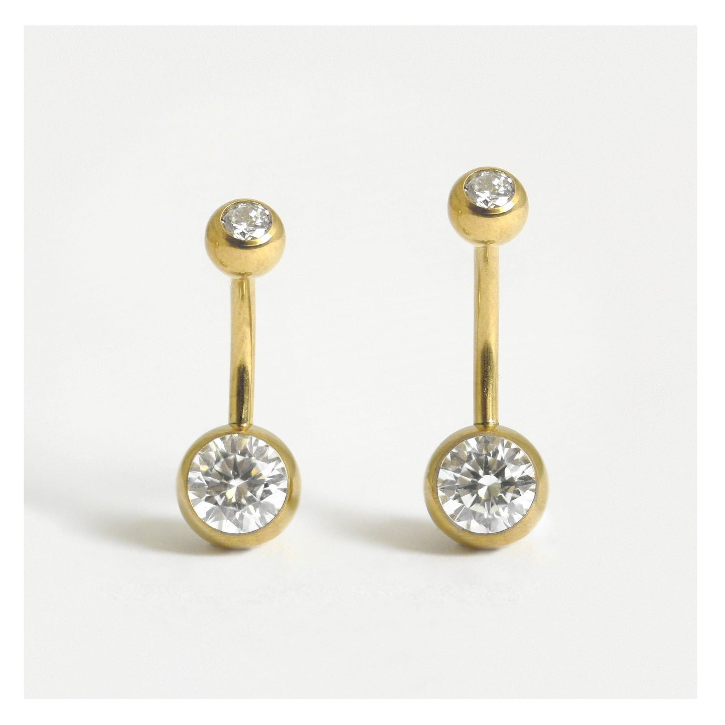 Gold PVD Titanium Double Jewelled Navel Bar
