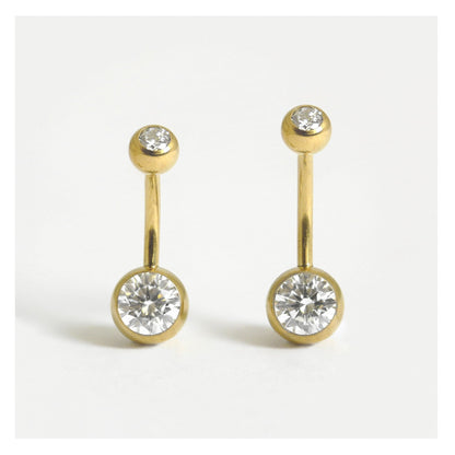 Gold PVD Titanium Double Jewelled Navel Bar