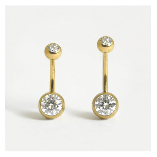 Gold PVD Titanium Double Jewelled Navel Bar