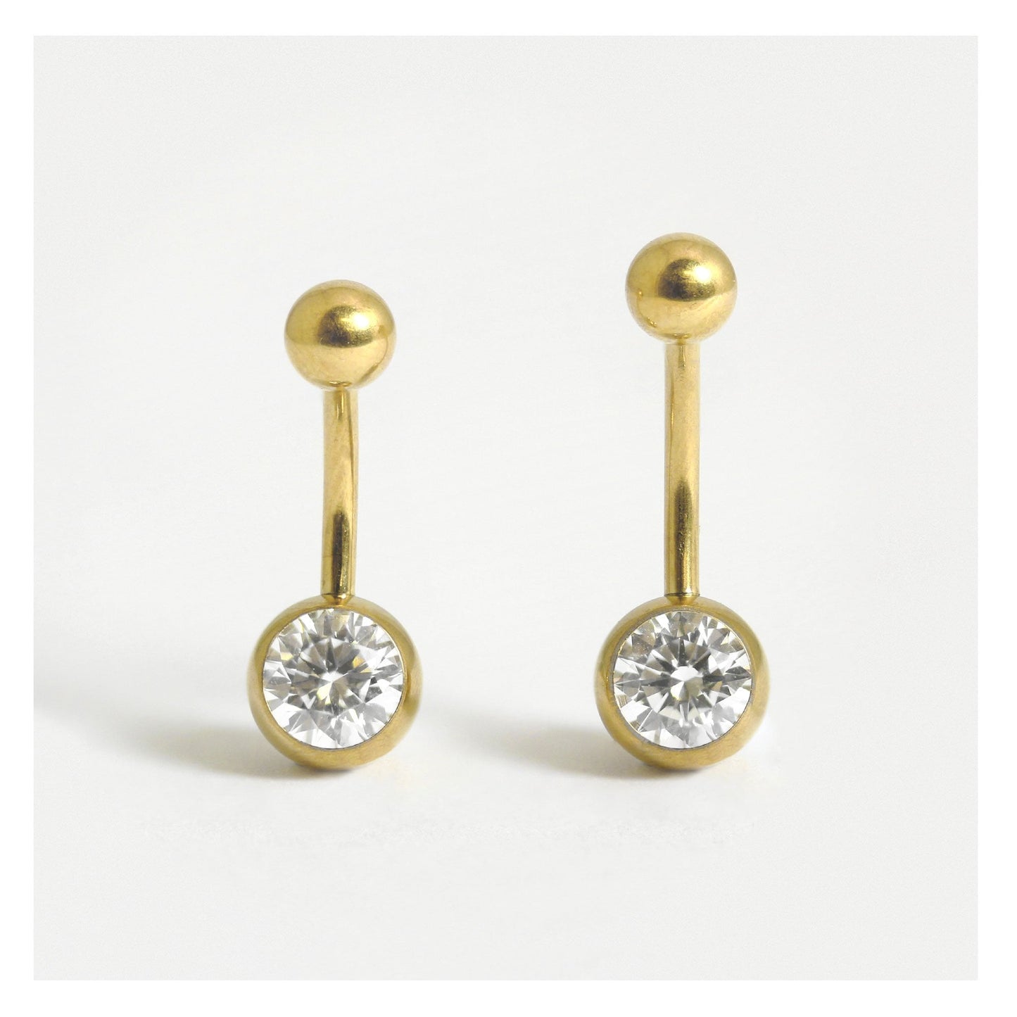 Gold PVD Titanium Single Jewelled Navel Bar