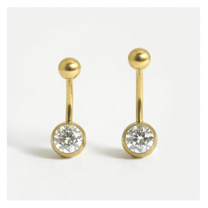 Gold PVD Titanium Single Jewelled Navel Bar