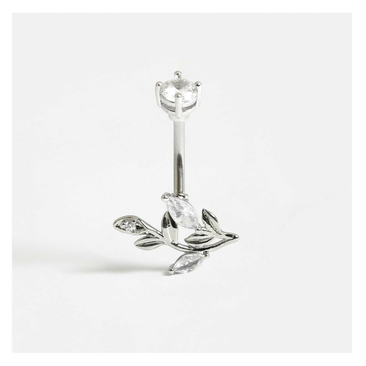 Navel Bar with Crystal Petals