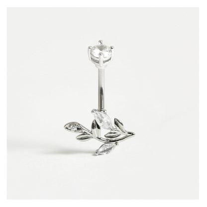 Navel Bar with Crystal Petals