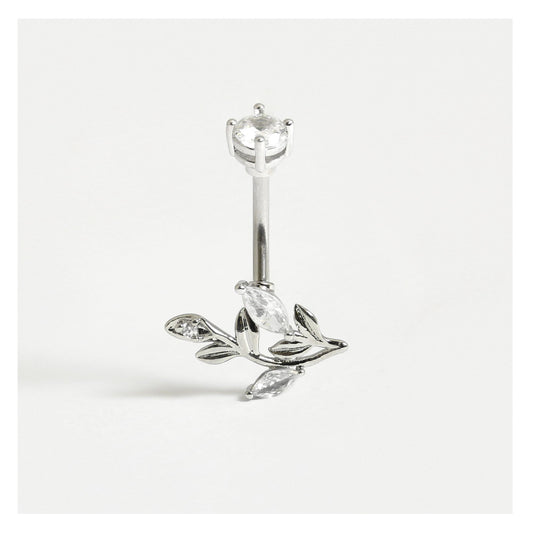 Navel Bar with Crystal Petals