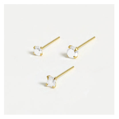 Gold Plated Silver Clawset Gem Nose Pins - Mixed Shapes, Various Sizes