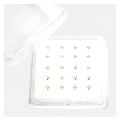 Gold Plated Silver Clawset Gem Nose Pins - Mixed Shapes, Various Sizes