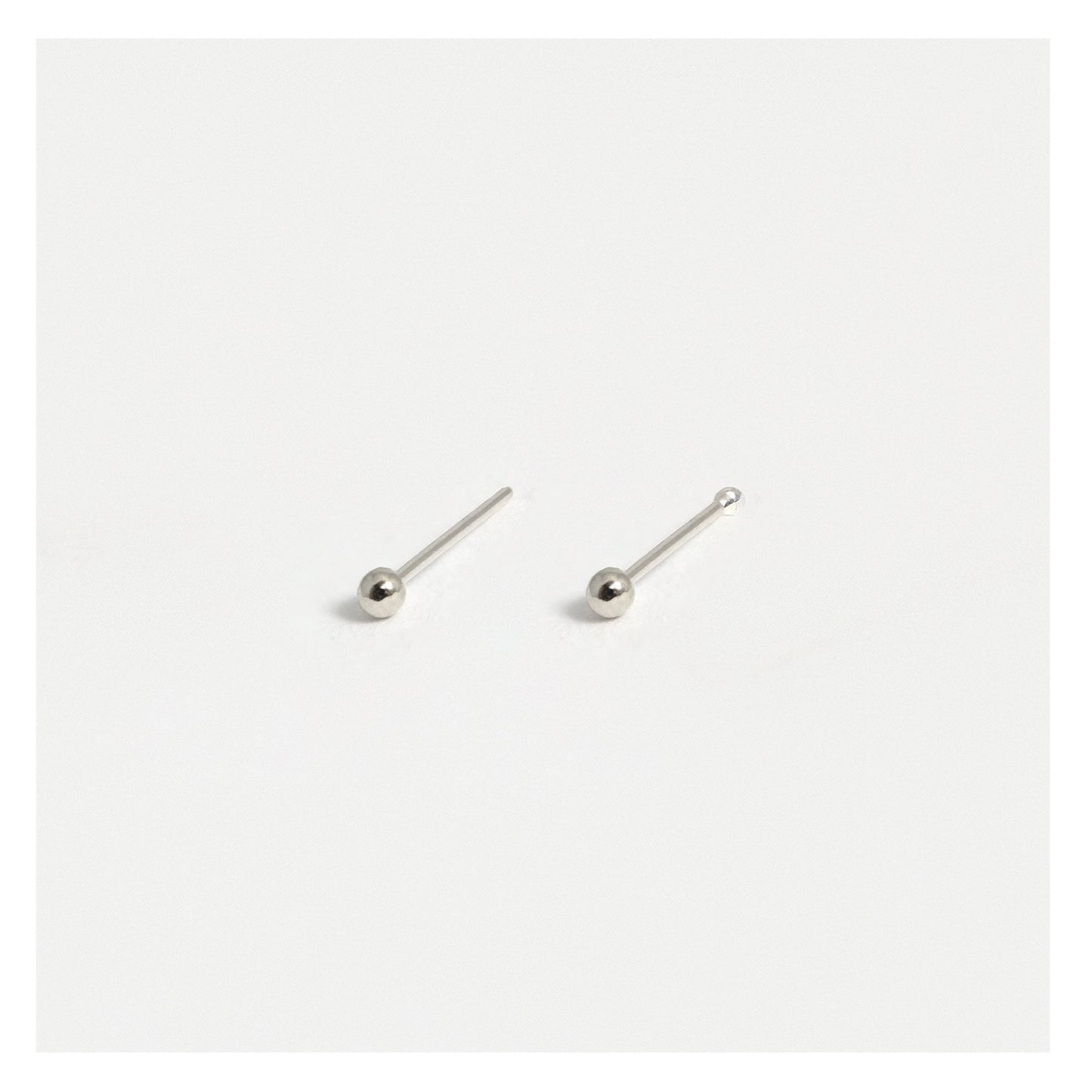Silver Ball Nose Pins - 1.5mm, 2mm & 2.5mm, Bobble or Straight Back