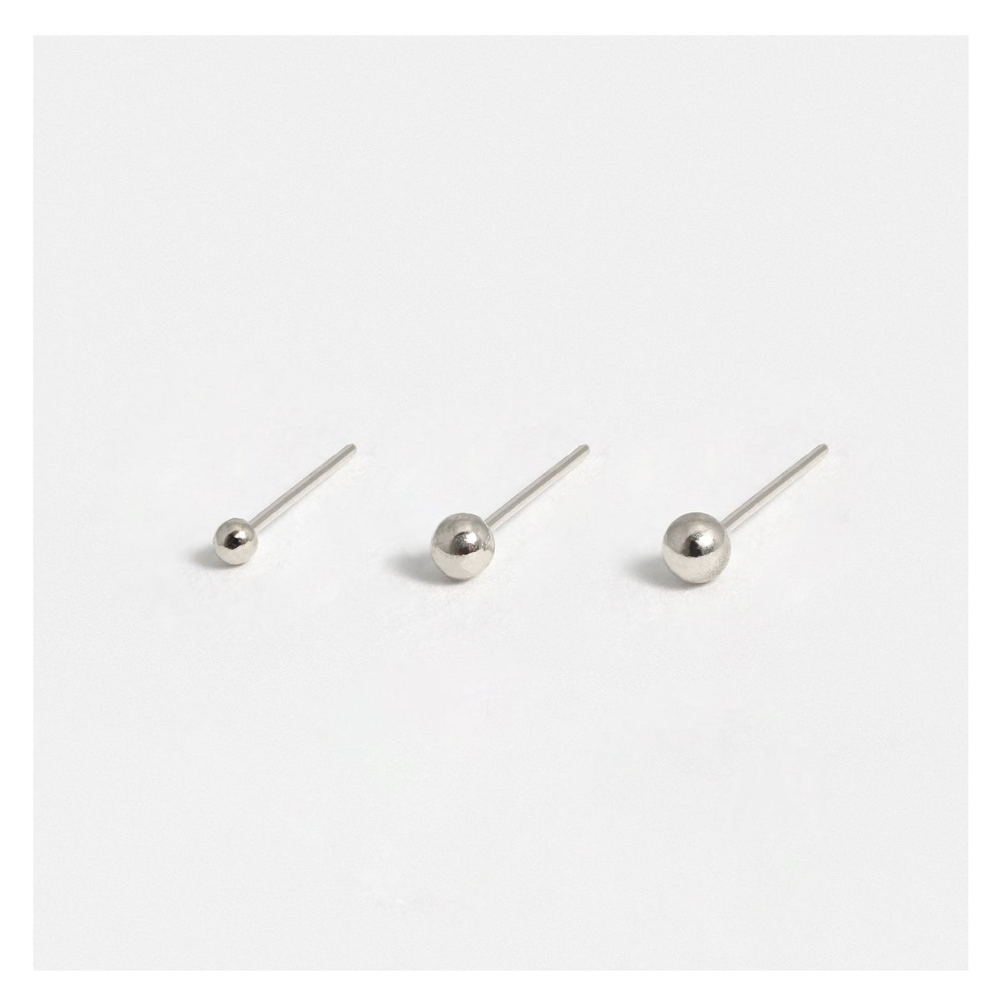 Silver Ball Nose Pins - 1.5mm, 2mm & 2.5mm, Bobble or Straight Back