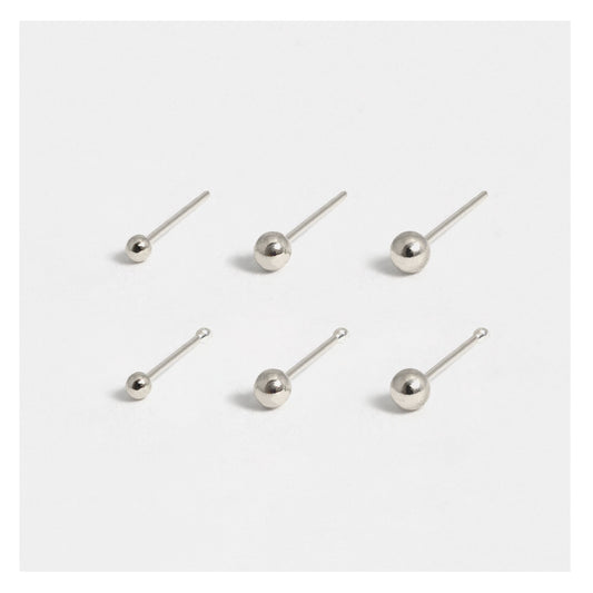 Silver Ball Nose Pins - 1.5mm, 2mm & 2.5mm, Bobble or Straight Back