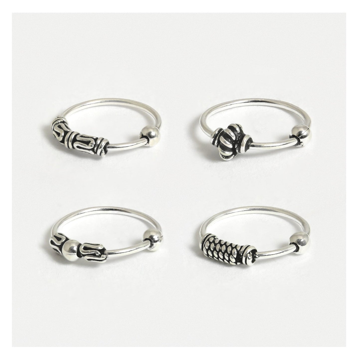 Silver Bali Style Nose Ring - 10mm