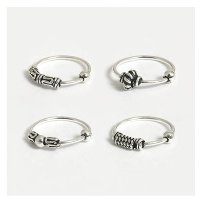 Silver Bali Style Nose Ring - 10mm