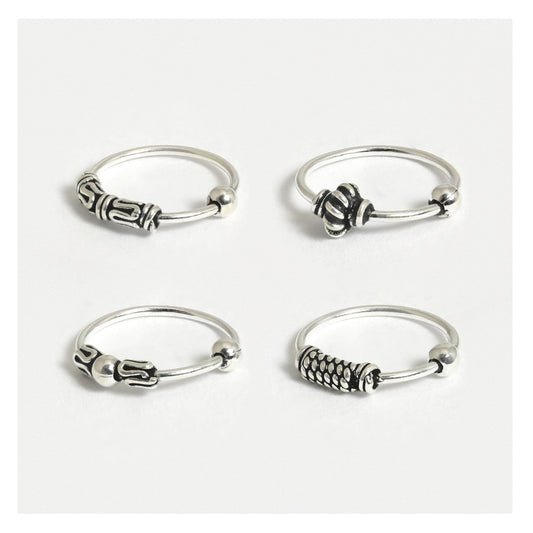 Silver Bali Style Nose Ring - 10mm