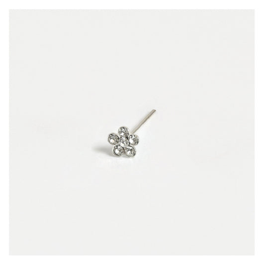 Silver Clear Gemset Daisy Nose Pins - 4mm