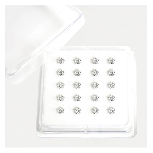 Silver Clear Gemset Daisy Nose Pins - 4mm