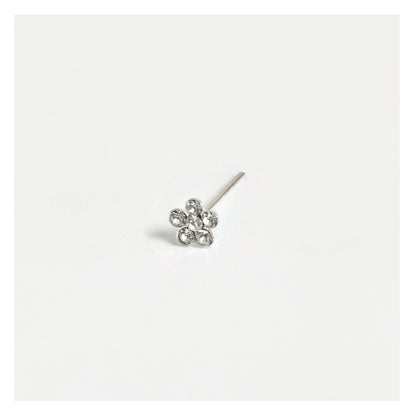 Silver Clear Gemset Daisy Nose Pins - 4mm