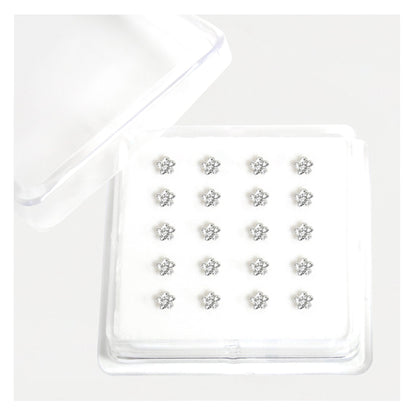Silver Clear Gemset Daisy Nose Pins - 4mm
