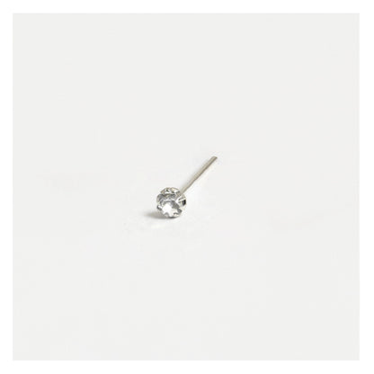 Silver Round Clawset Crystal Nose Pins - 2mm, (Single Colour Boxes)